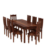 Ajmer Solid Sheesham Wood 8 Seater Dining Set (Without Cushion, Natural Finish)
